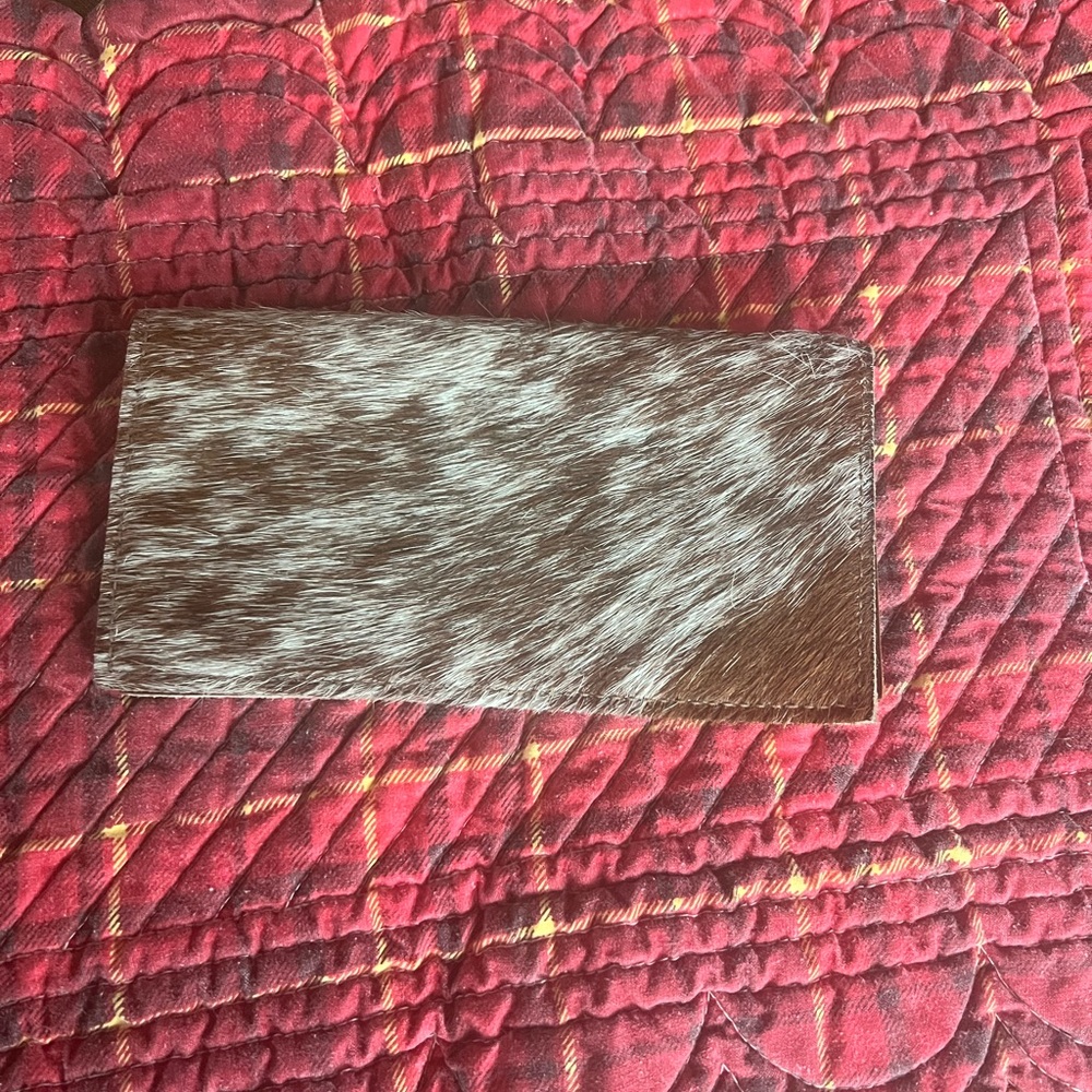 Brown and White Cowhide checkbook cover